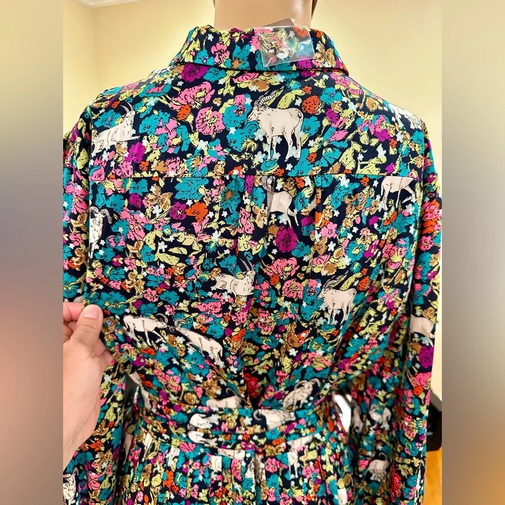 NWT Spring Summer Minimalist Retro J. Crew Animal Floral Print Dress - Picture 14 of 17